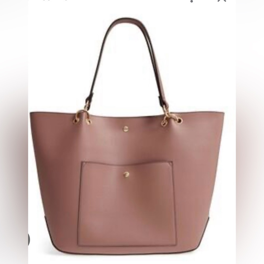 Sole Society Faux Leather Tote Shoulder Bag Light Purple mauve Snap Closure L